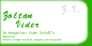 zoltan vider business card